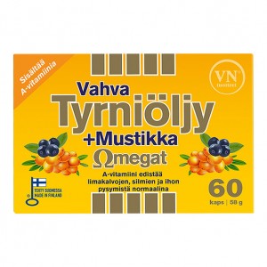 Омега 3 Via Naturale Tyrniöljy+mustikka Omegat 60 шт