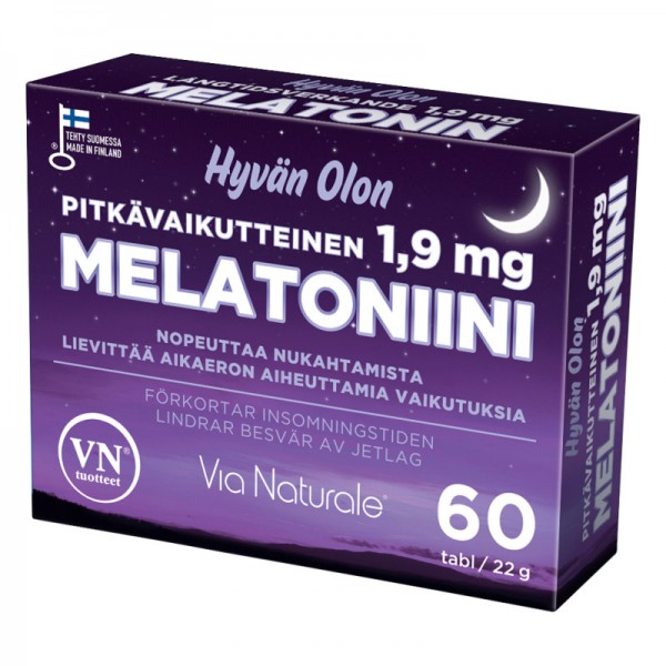 Витамины для улучшения сна Мелатонин  Hyvan Olon Melatoniini 1.9 mg - 60шт