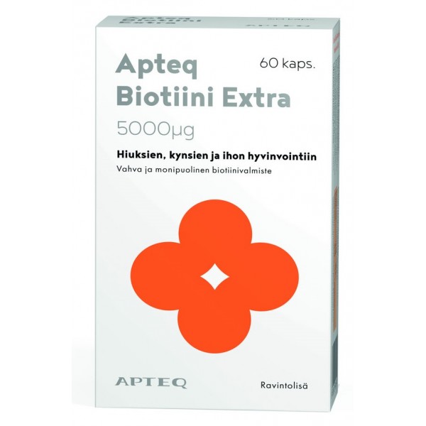 Биотин для волос, ногтей и кожи Apteq Biotiini Extra 5000мг 60шт.